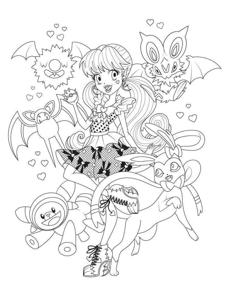 Monster High with pokemon coloring pages