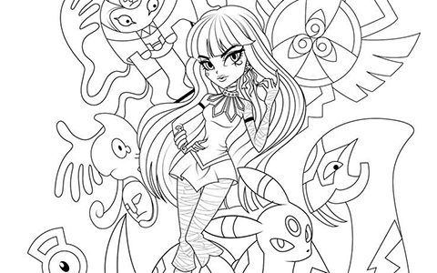 Monster High pokemon trainers coloring pages