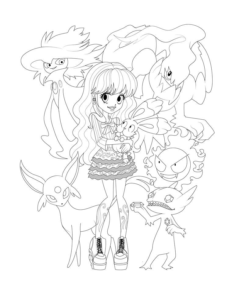 Monster High with pokemon coloring pages