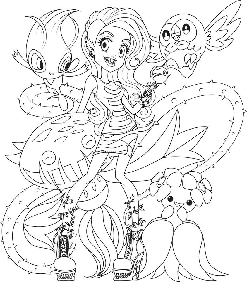 Monster High with pokemon coloring pages