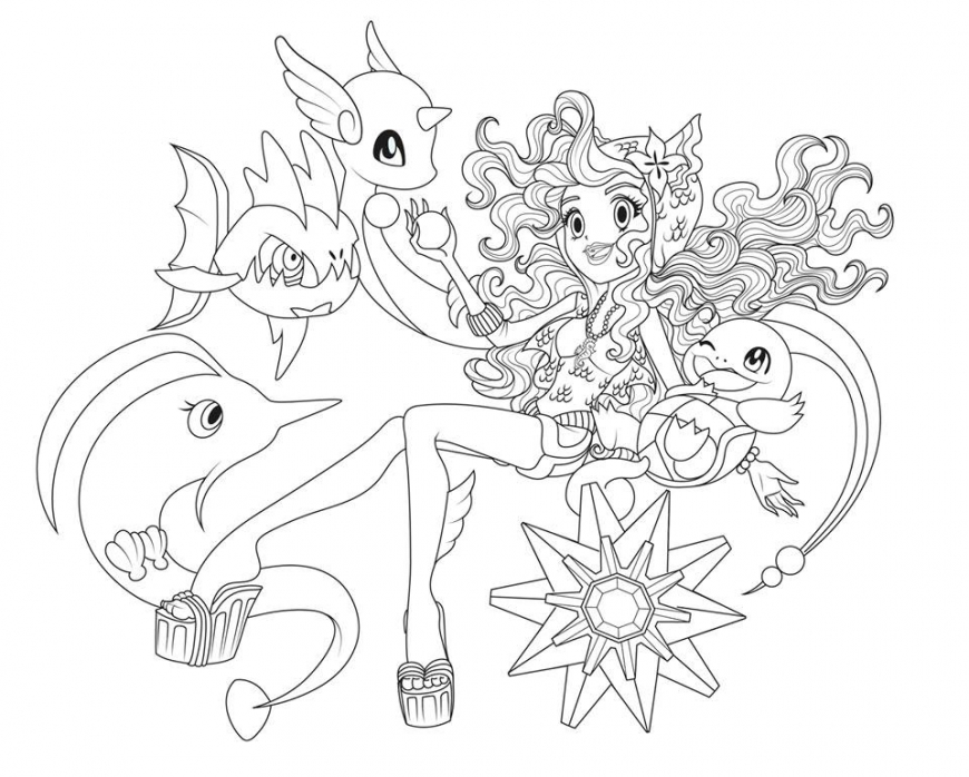 Monster High with pokemon coloring pages