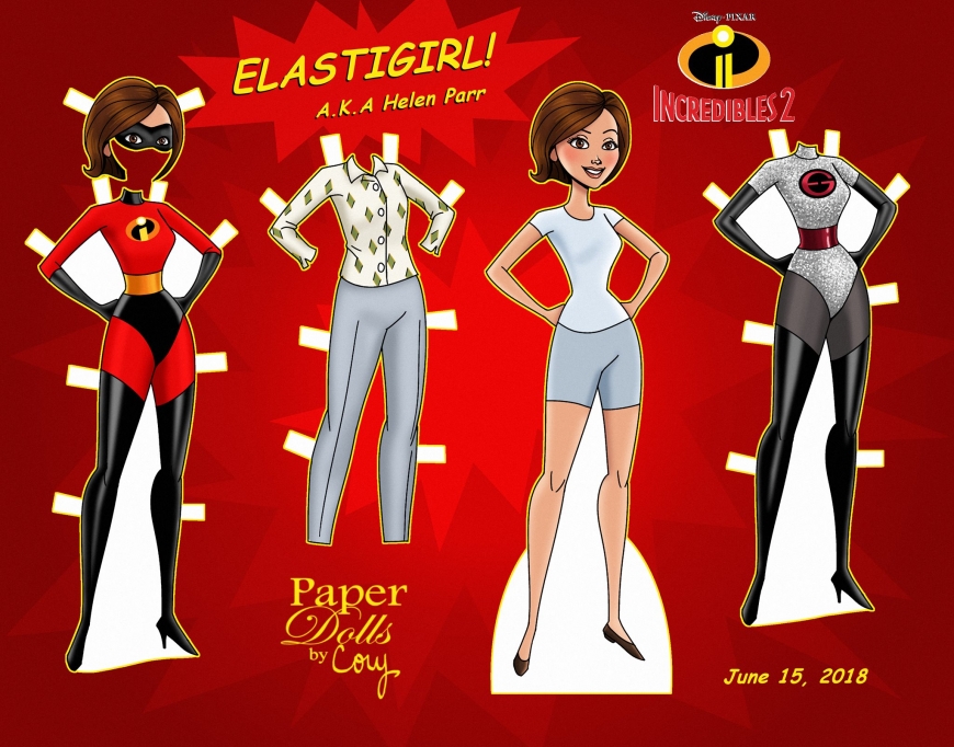 Helen Parr Incredibles 2 - Elastigirl paper doll with clothes