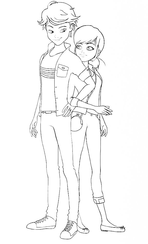 Miraculous Ladybug new coloring pages Marinette and Adrien