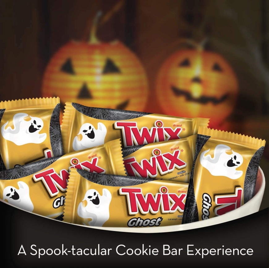 TWIX Halloween Caramel Singles Size Chocolate Cookie Bar Candy Ghosts