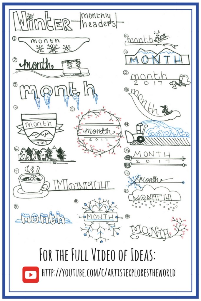 Winter and Christmas themed monthly headers