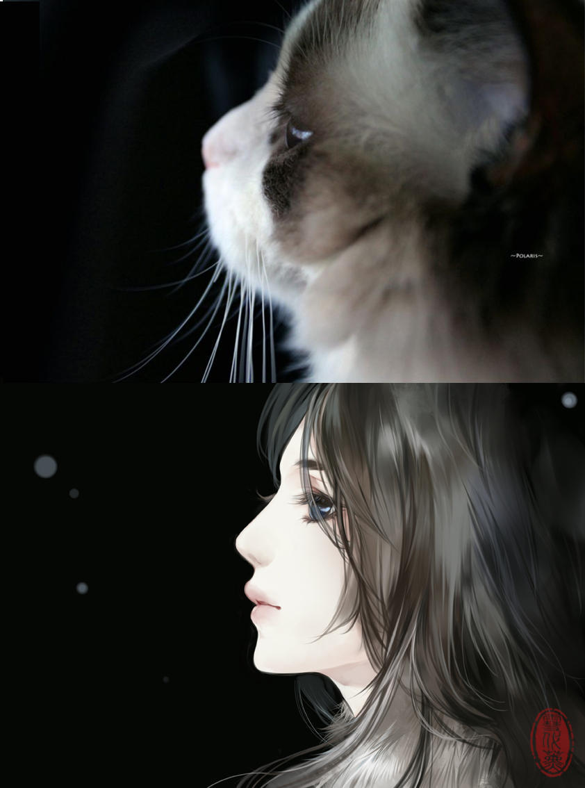 Cats transformed into human in beautiful art