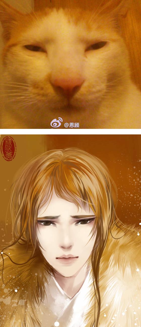 Cats transformed into human in beautiful art