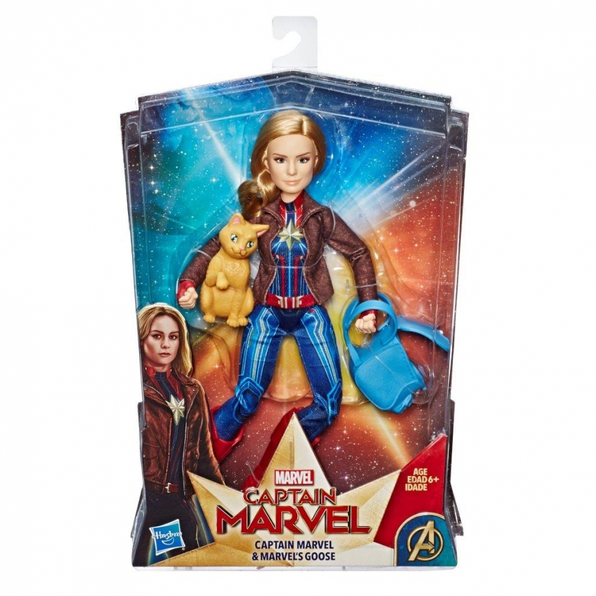 CAPTAIN MARVEL MOVIE CAPTAIN MARVEL DOLL AND MARVEL’S GOOSE