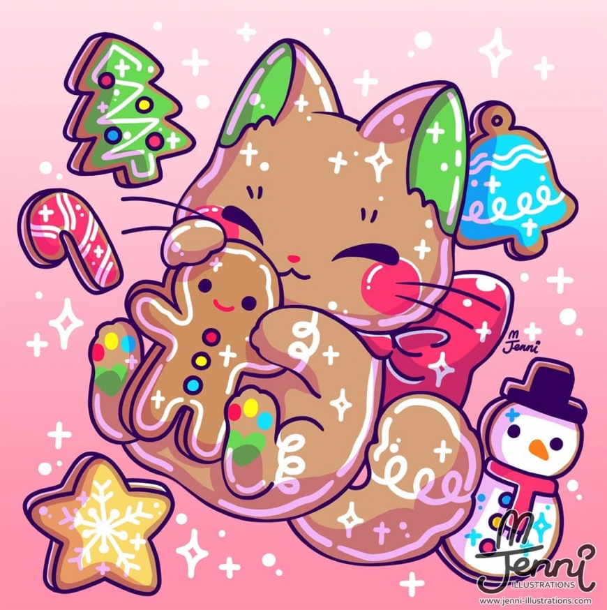 Cute christmas kitten art