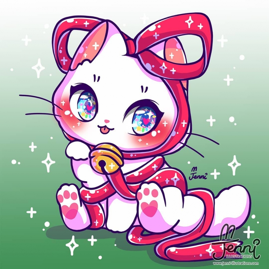 Cute christmas kitten art