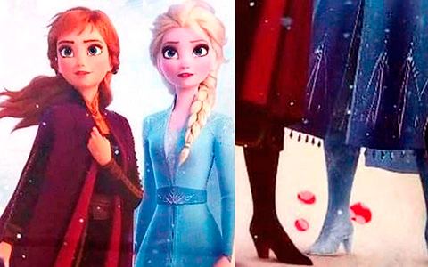 Full body picture of Anna and Elsa from Disney Frozen 2 movie