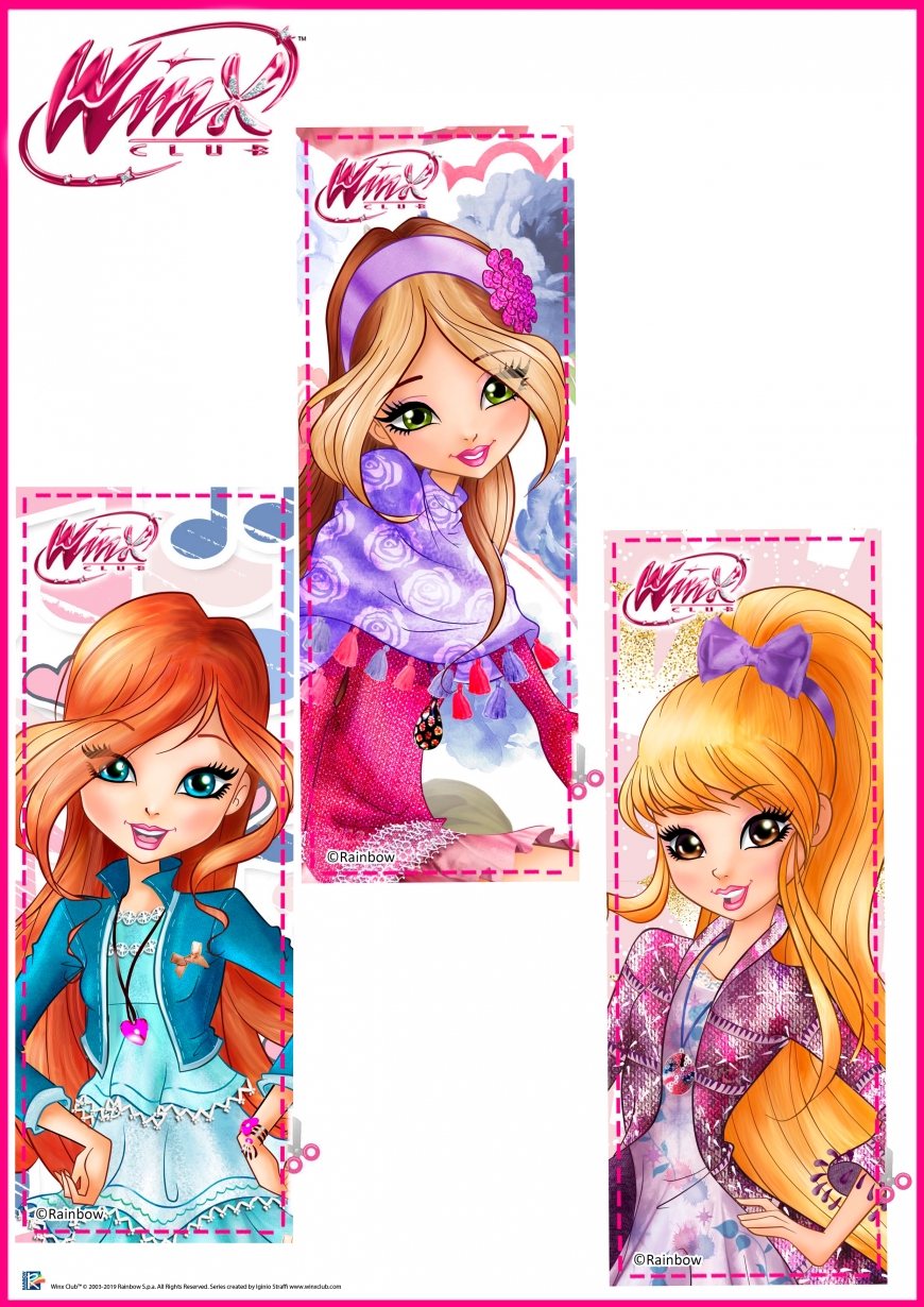 Winx Club season 8 bookmarks with Bloom, Flora and Stella's arts