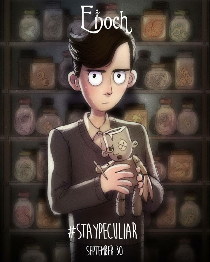 Miss Peregrine's Home for Peculiar Children characters in cartoon Tim Burton style