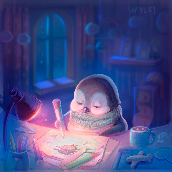 Pinguin with a big dream illustration story