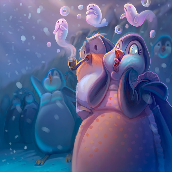 Pinguin with a big dream illustration story