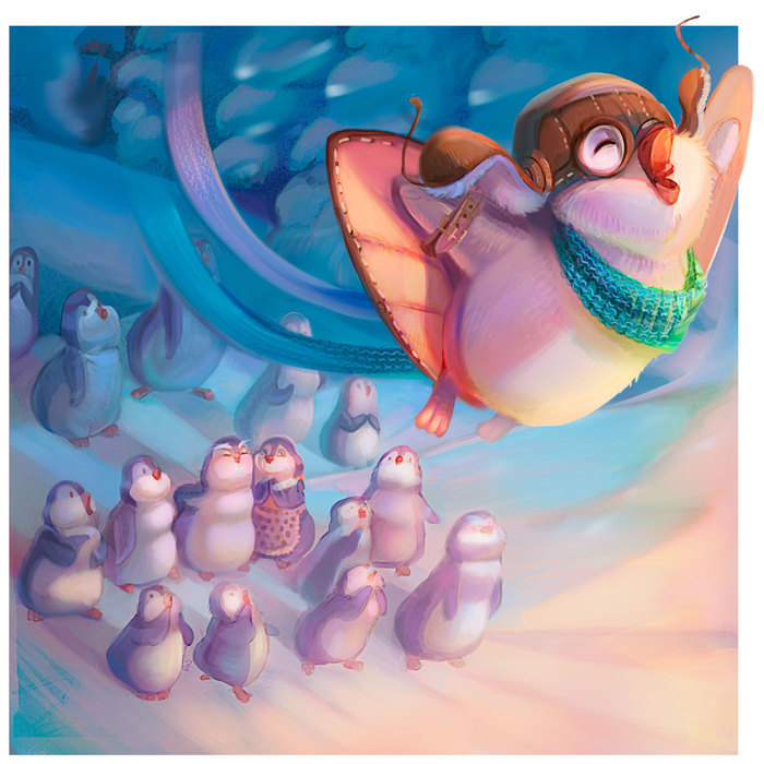 Pinguin with a big dream illustration story