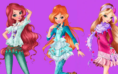 The full body official art of all Winx girls from Winx Club season 8, in new style