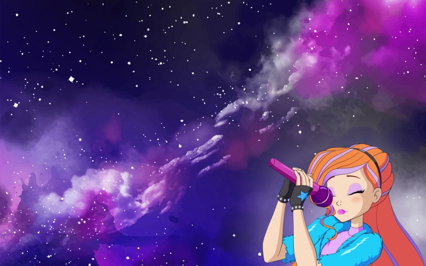 Winx Club 8 season wallpaper Bloom with microphone