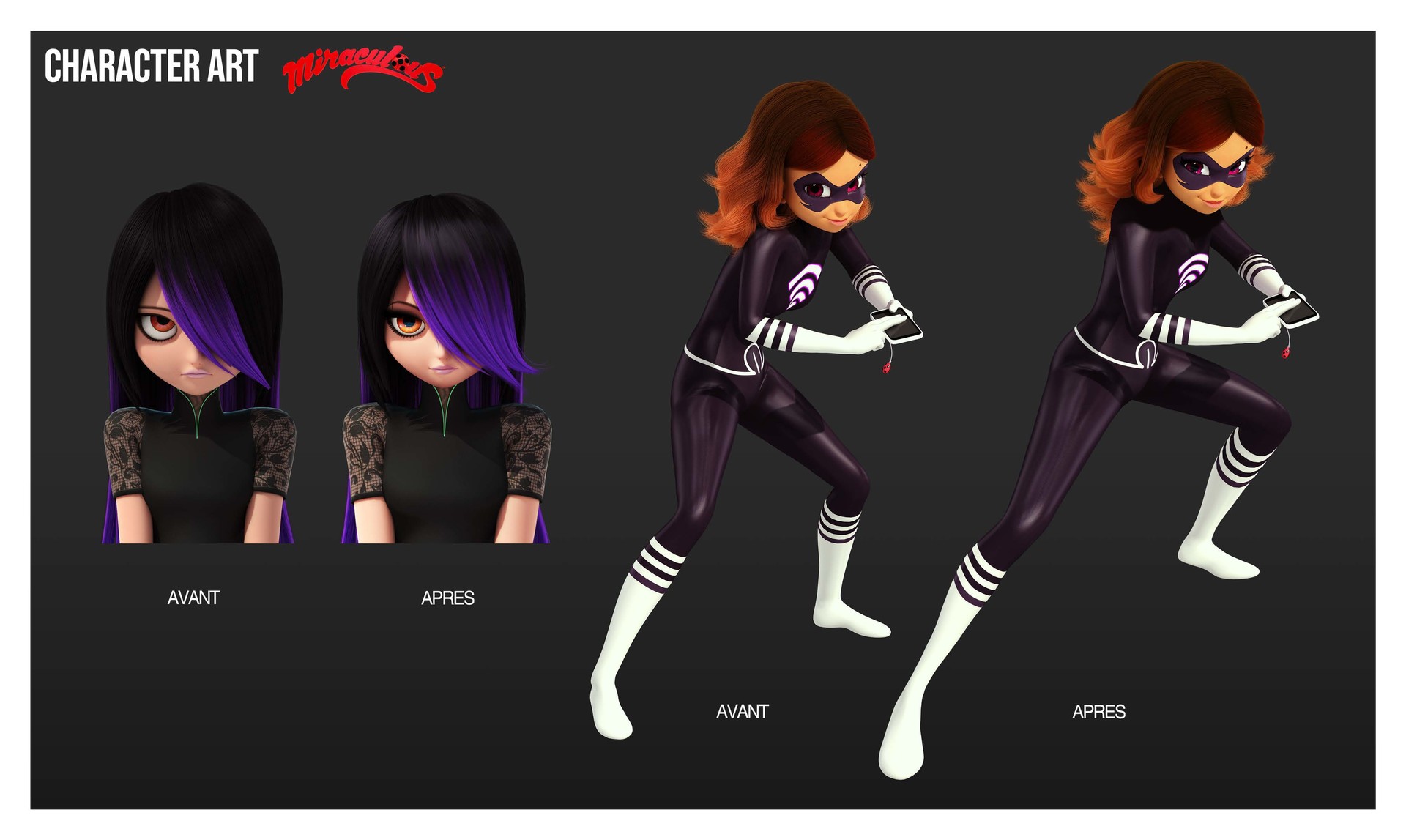 New concept art for Miraculous Ladybug series, Akumatized villains and impr...