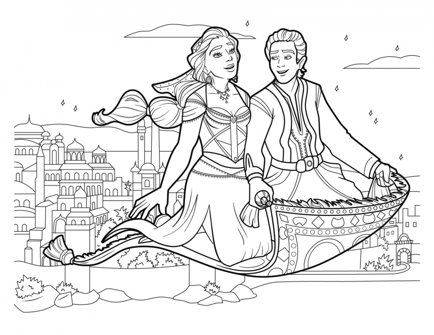 Aladdin movie 2019 big coloring pages