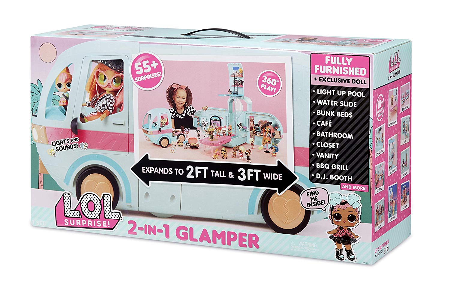 OMG 4-in-1 Glamper Camper 55+ Surprises Blue – L.O.L. Surprise