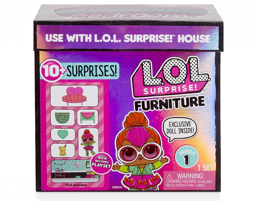 LOL Surprise furniture set Surprise Spaces Pack with Bedroom and Neon Q.T doll