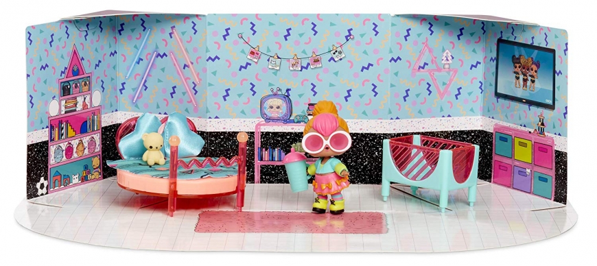 LOL Surprise furniture set Surprise Spaces Pack with Bedroom and Neon Q.T doll