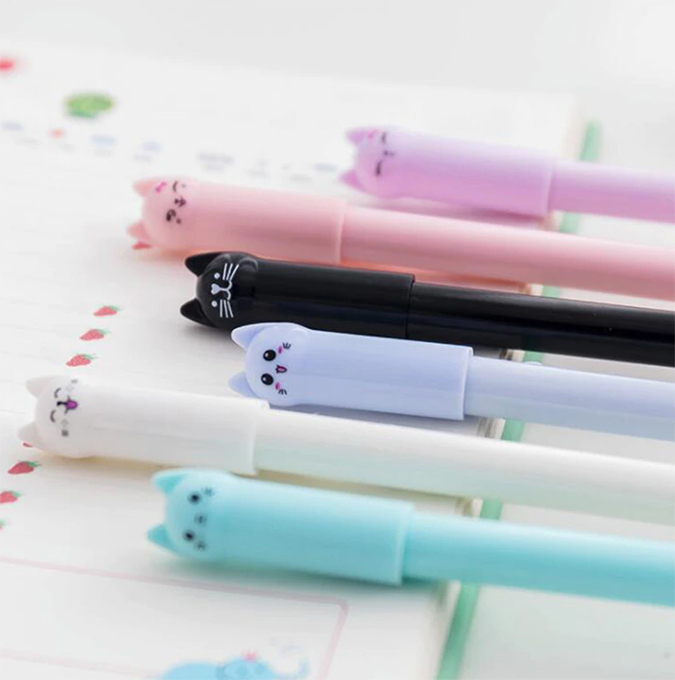 Cute pens with cat faces