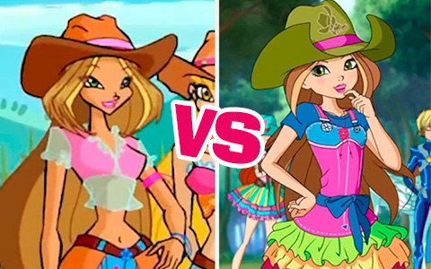 Winx Club Cowboy style then and now - season 4 VS season 8