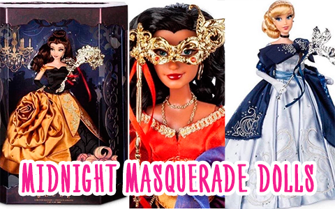 First pictures of new Disney Designer Midnight Masquerade dolls: Esmeralda, Meg, Belle, Cinderella, Rapunzel