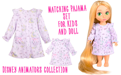 Disney Animators' Collection Ariel and Rapunzel Matching Pajama Set for Kids and Doll