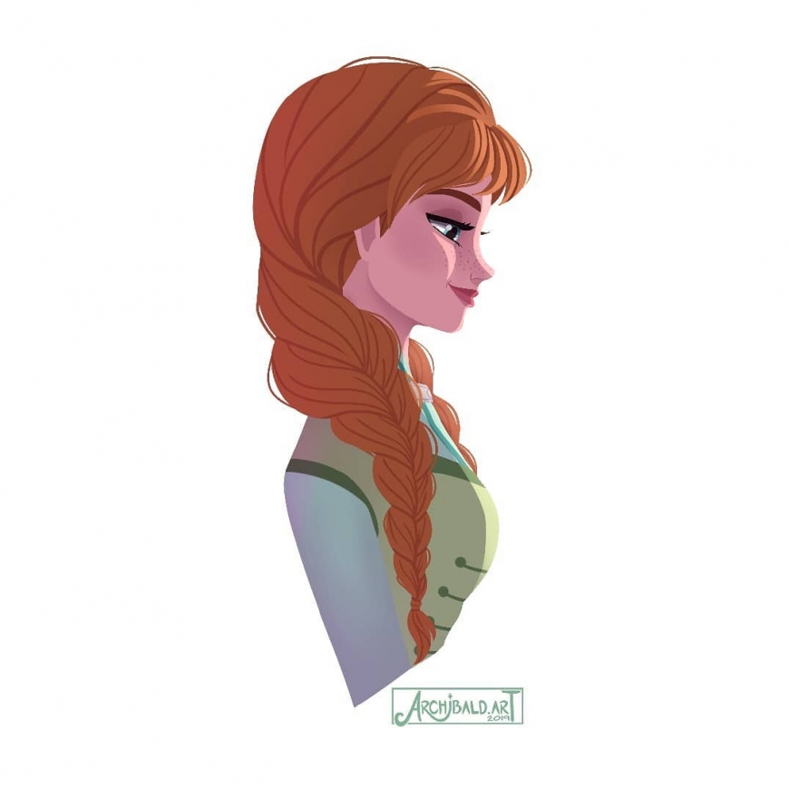 Princess Anna portrait in profile Disney Frozen
