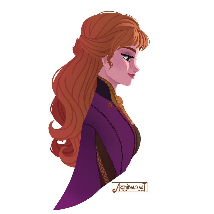 Princess Anna portrait in profile Disney Frozen 2