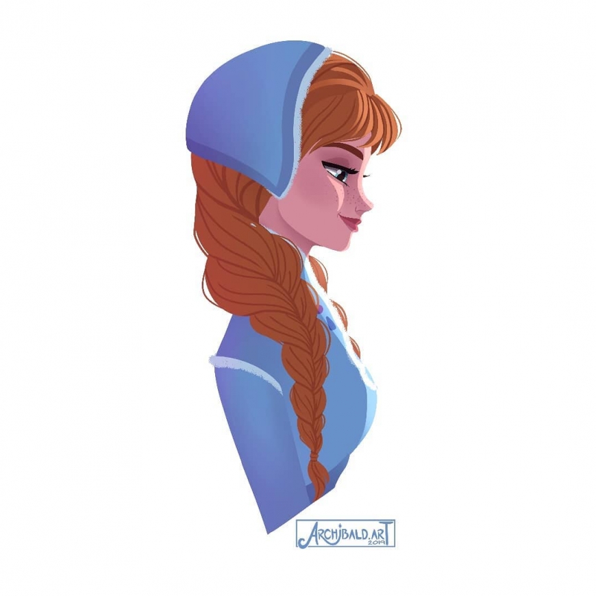 Princess Anna portrait in profile Disney Olaf Frozen Adventure