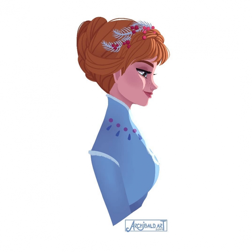 Princess Anna portrait in profile Disney Olaf Frozen Adventure