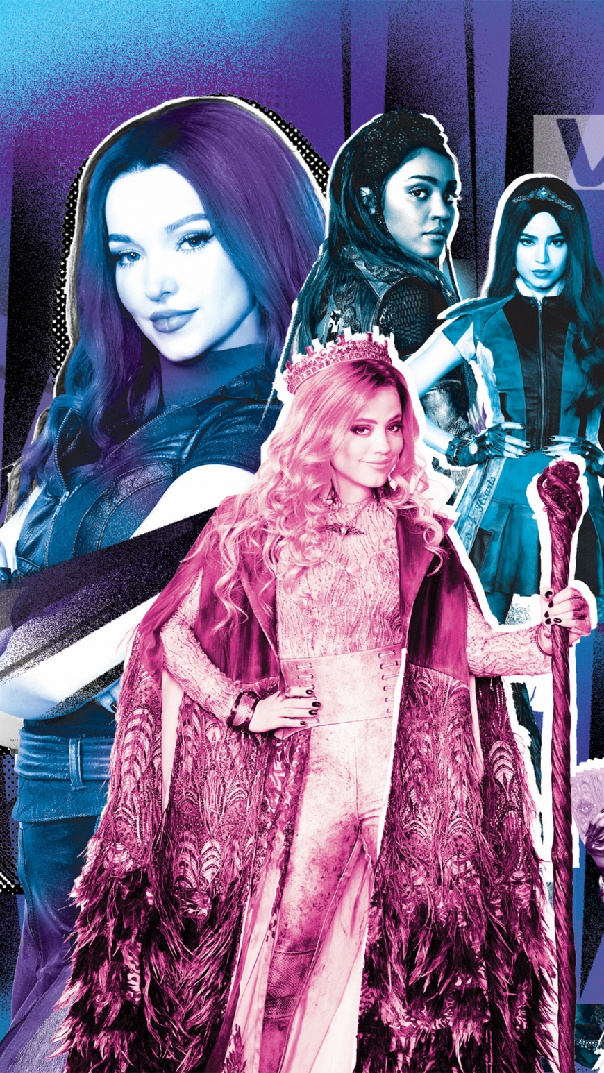 Disney Descendants 3 Mal, Audrey, Evie and Uma mobile wallpaper