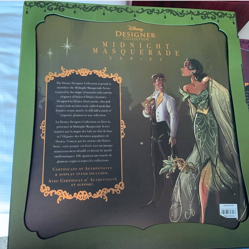 Disney Designer Midnight Masquerade Series Tiana and Naveen dolls box art