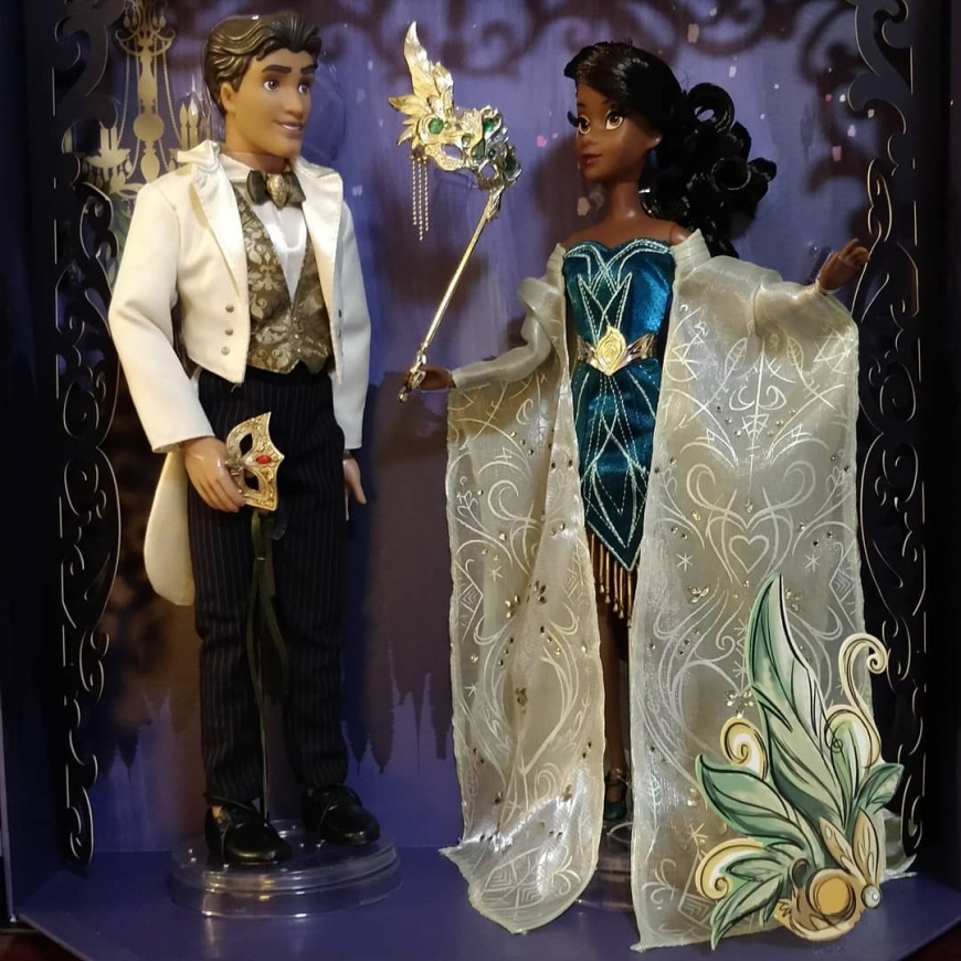 D23 Disney Designer Midnight Masquerade Series Tiana and Naveen doll