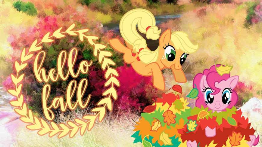 Hello Fall image with Applejack and Pinkie Pie from My Little Pony series