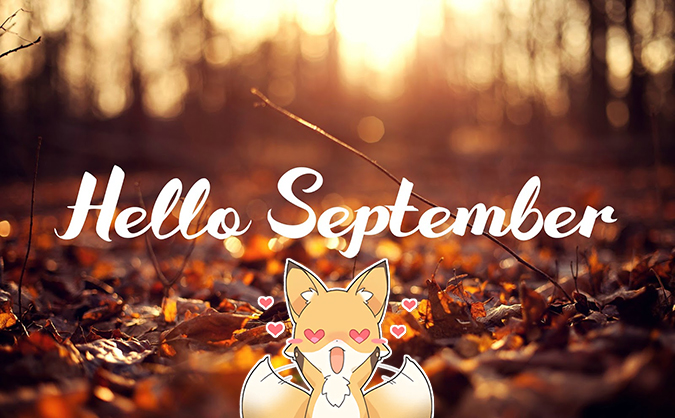 Hello september cute image with fox