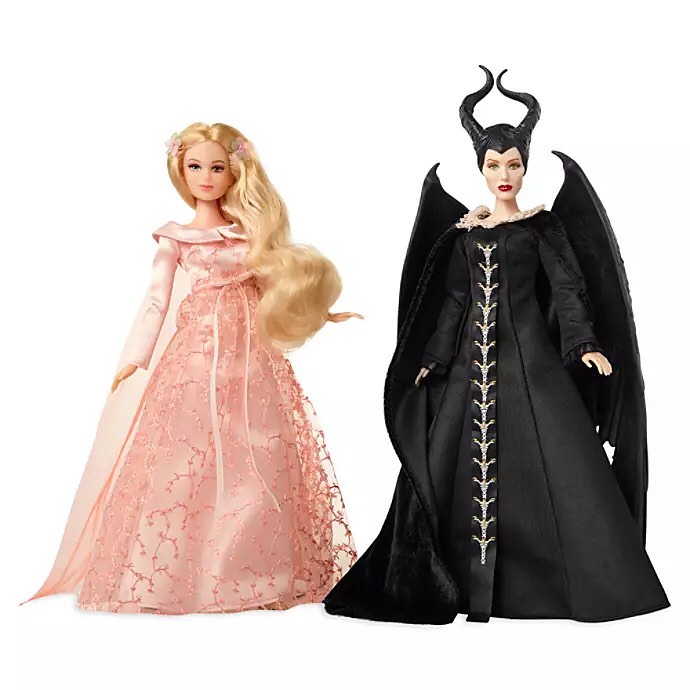 Jakks Pacifiс Maleficent 2 Mistress of Evil dolls of Aurora in pink dress and Maleficent