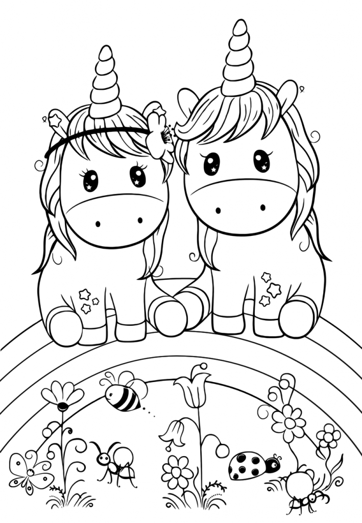 Cute unicorn coloring pages for kids