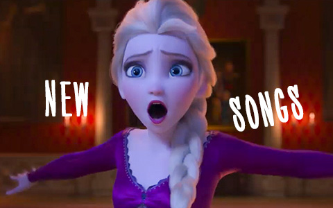 Short clips with Frozen 2 news songs of Elsa, Anna and Olaf: Into The Unknown, The Next Right Thing and When I Am Older