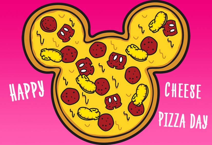 Happy Cheese Pizza Day with Mikkey Mouse silhouette image