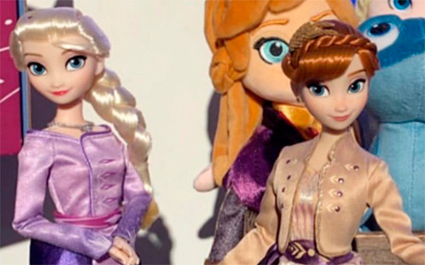 Disney Store Elsa and Anna classic doll in prologue dresses