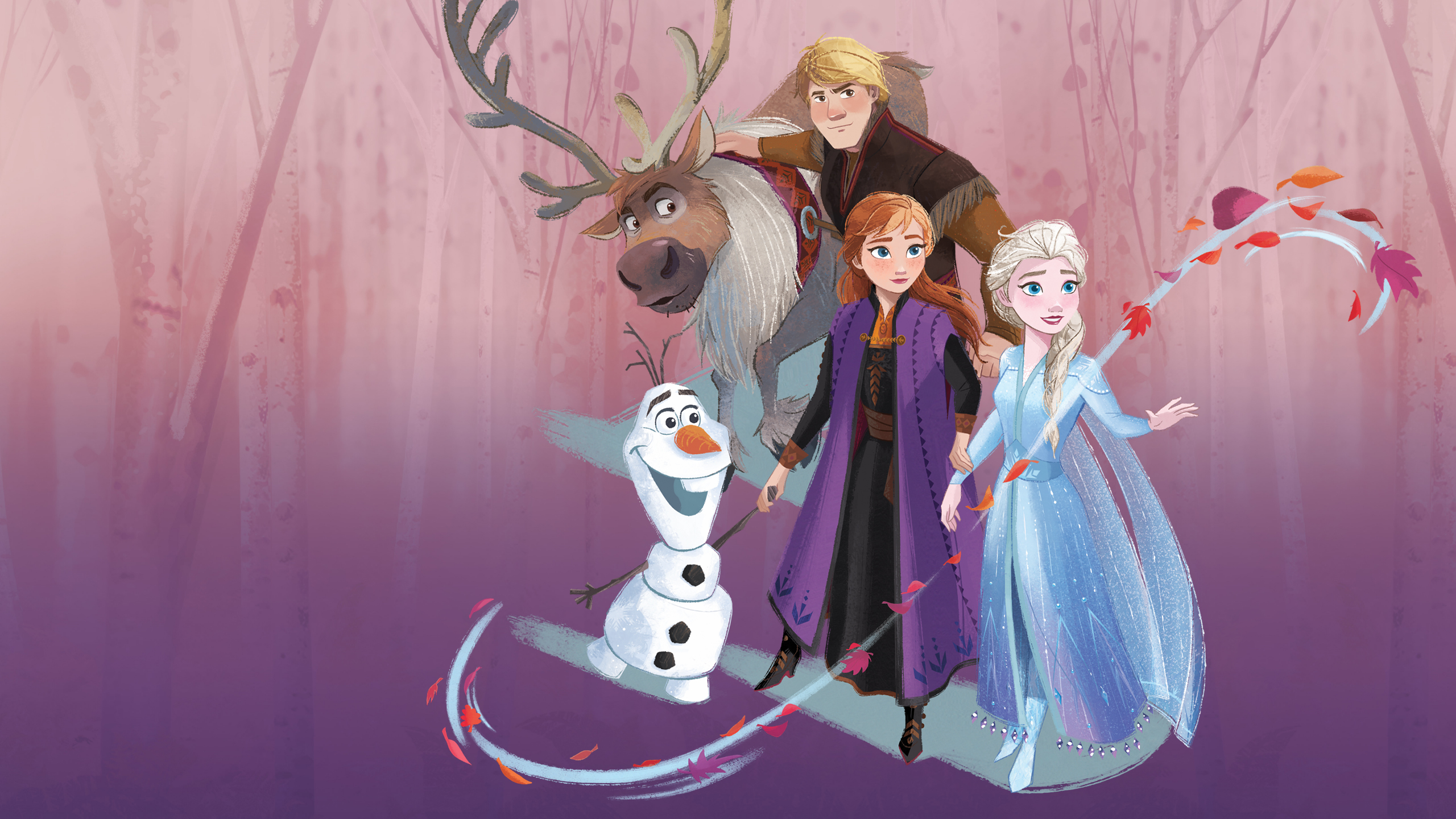 There are wallpapers with Elsa, Anna, Olaf and one group wallpaper with all...