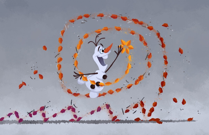 Olaf with floating leaves