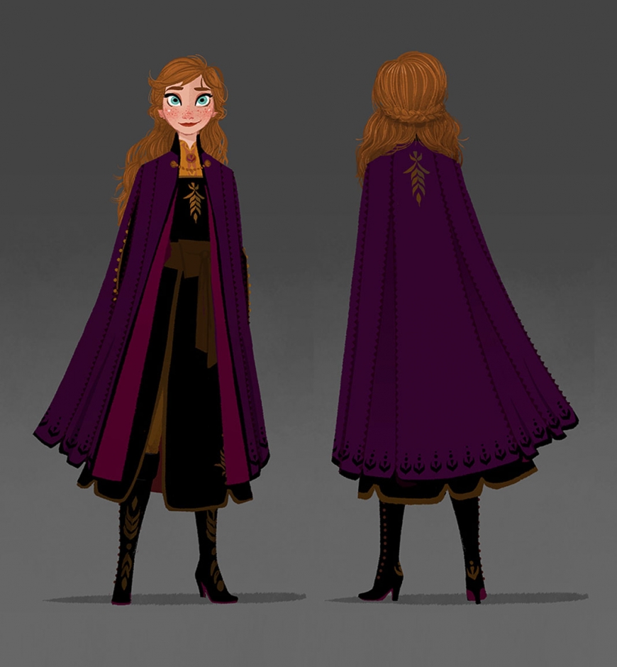 Concept art of Anna's travel outfir in Frozen 2