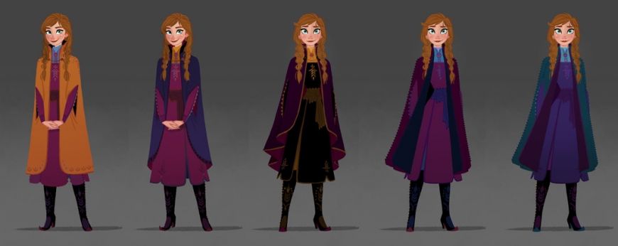 Concept art of Anna's travel outfir in Frozen 2