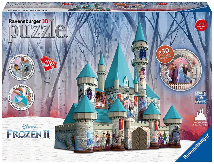 4 variation of Frozen 2 Arendelle Castle toys: Lego, Cute doll house, Deluxe Doll house, and 3D Jigsaw Puzzle